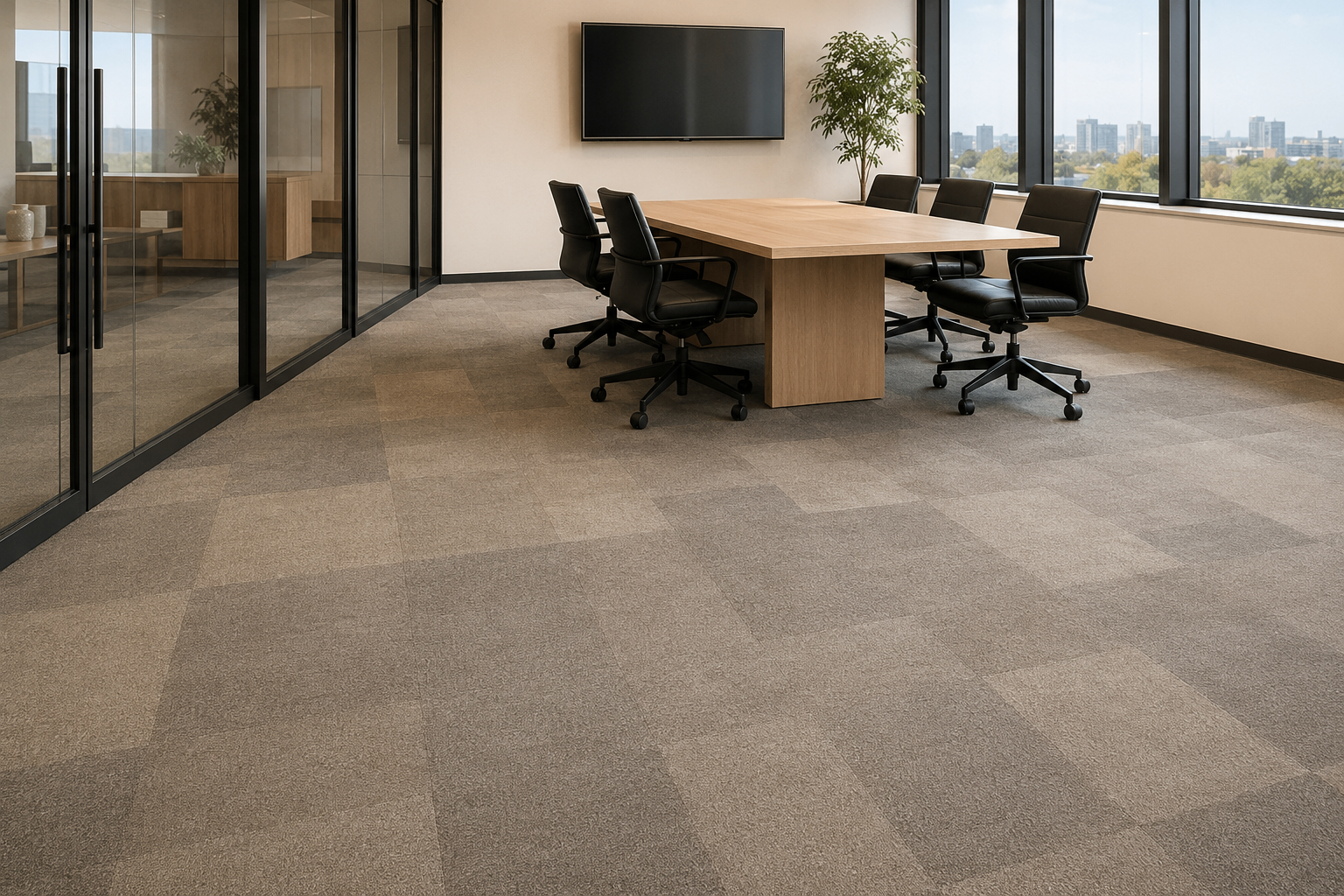 Carpet tiles in a modern office meeting room